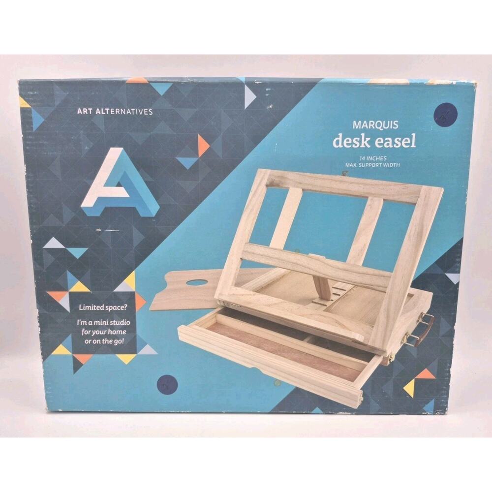 Marquis Wood Desk Easel 14" Width Handle Sliding Drawer BARELY USED